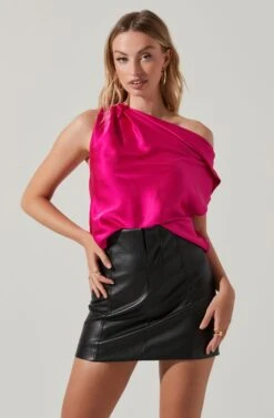 Ceres Satin Off Shoulder Top 27 Ceres Satin Off Shoulder Top -Dress Sales Store ACT17591 FUCHSIA 3