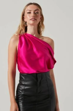 Ceres Satin Off Shoulder Top 29 Ceres Satin Off Shoulder Top -Dress Sales Store ACT17591 FUCHSIA 4