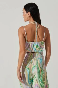 Savine Ruched Tie Dye Halter Top 11 Savine Ruched Tie Dye Halter Top -Dress Sales Store ACT17599 GREENSWIRL 4
