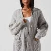 Charli Cable Knit Oversized Cardigan Sweater 2 Charli Cable Knit Oversized Cardigan Sweater -Dress Sales Store ACT17626 GRAY 3