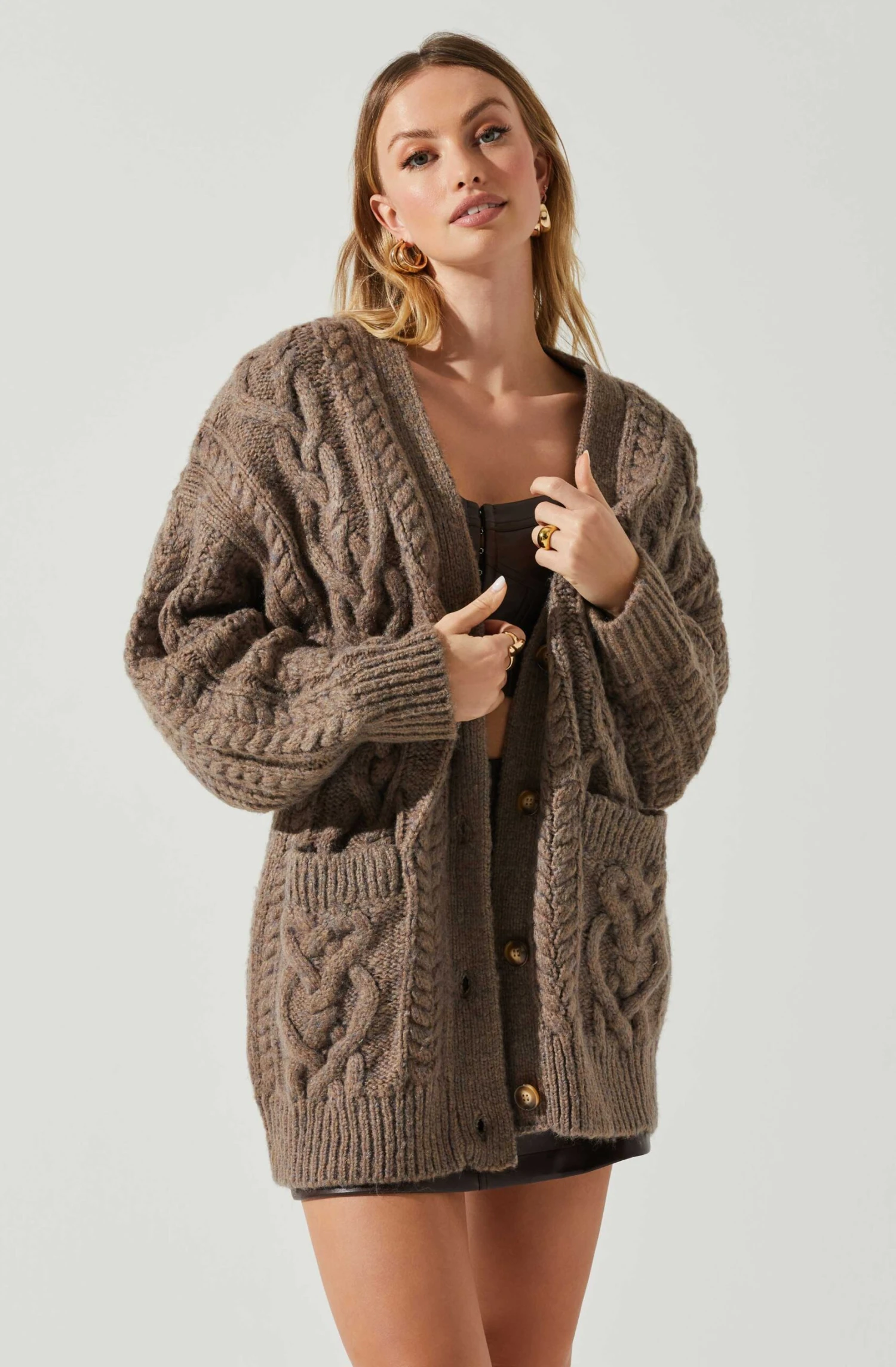 Charli Cable Knit Oversized Cardigan Sweater 9 Charli Cable Knit Oversized Cardigan Sweater - Image 7