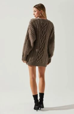 Charli Cable Knit Oversized Cardigan Sweater 24 Charli Cable Knit Oversized Cardigan Sweater -Dress Sales Store ACT17626 MOCHA 6
