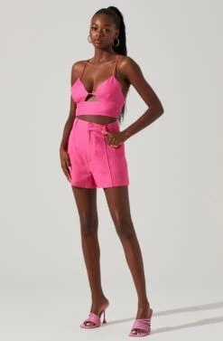 Amiah Cutout Crop Top 23 Amiah Cutout Crop Top -Dress Sales Store ACT17738L PINK 1