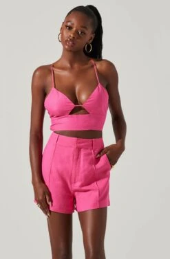 Amiah Cutout Crop Top 22 Amiah Cutout Crop Top -Dress Sales Store ACT17738L PINK 2