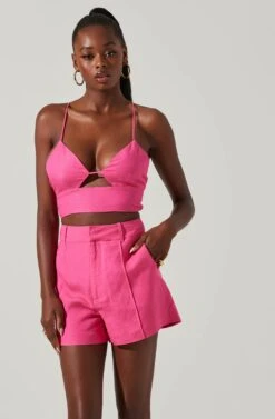 Amiah Cutout Crop Top 24 Amiah Cutout Crop Top -Dress Sales Store ACT17738L PINK 3