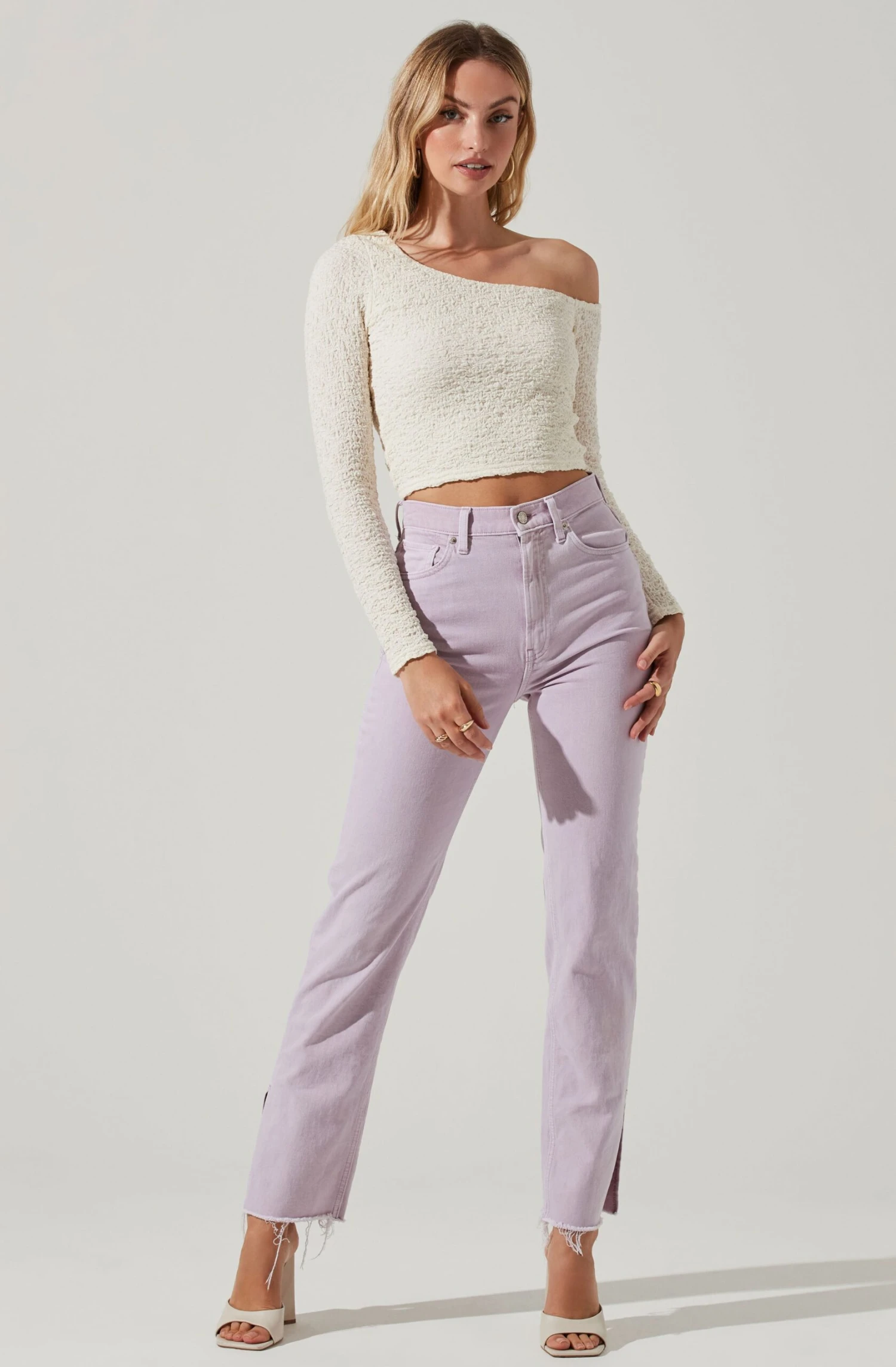 Finley Crinkled Off Shoulder Long Sleeve Crop Top 4 Finley Crinkled Off Shoulder Long Sleeve Crop Top - Image 2