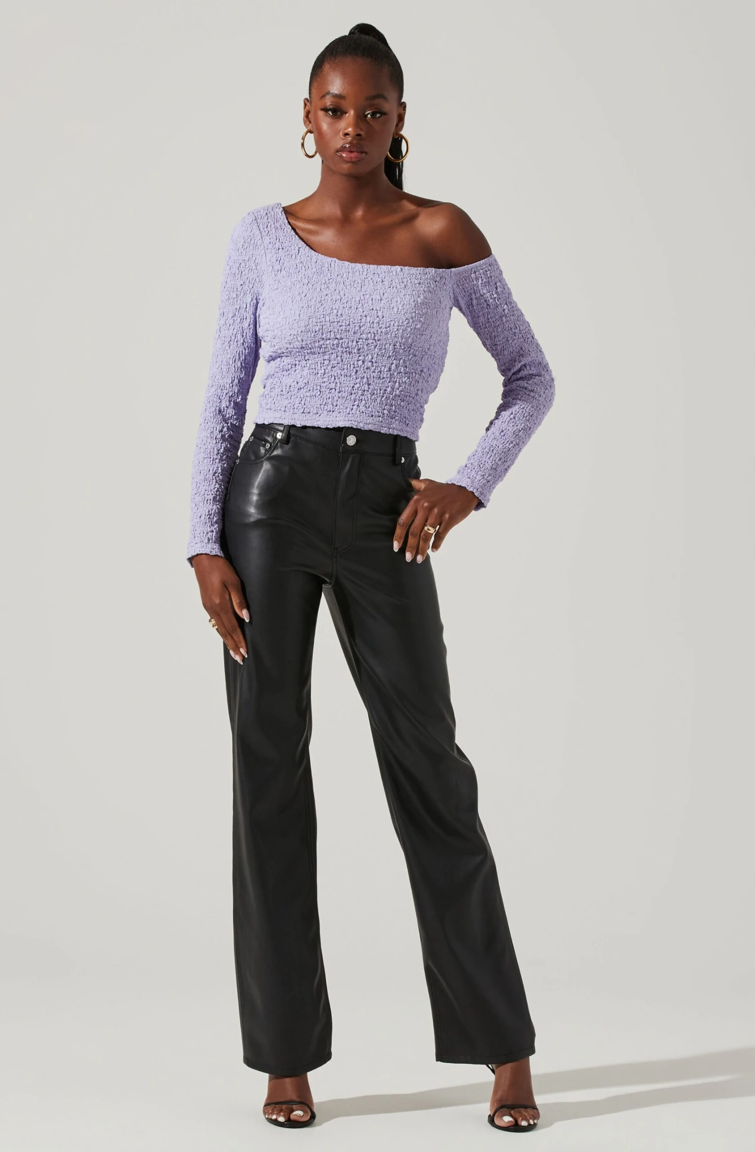 Finley Crinkled Off Shoulder Long Sleeve Crop Top 8 Finley Crinkled Off Shoulder Long Sleeve Crop Top - Image 6