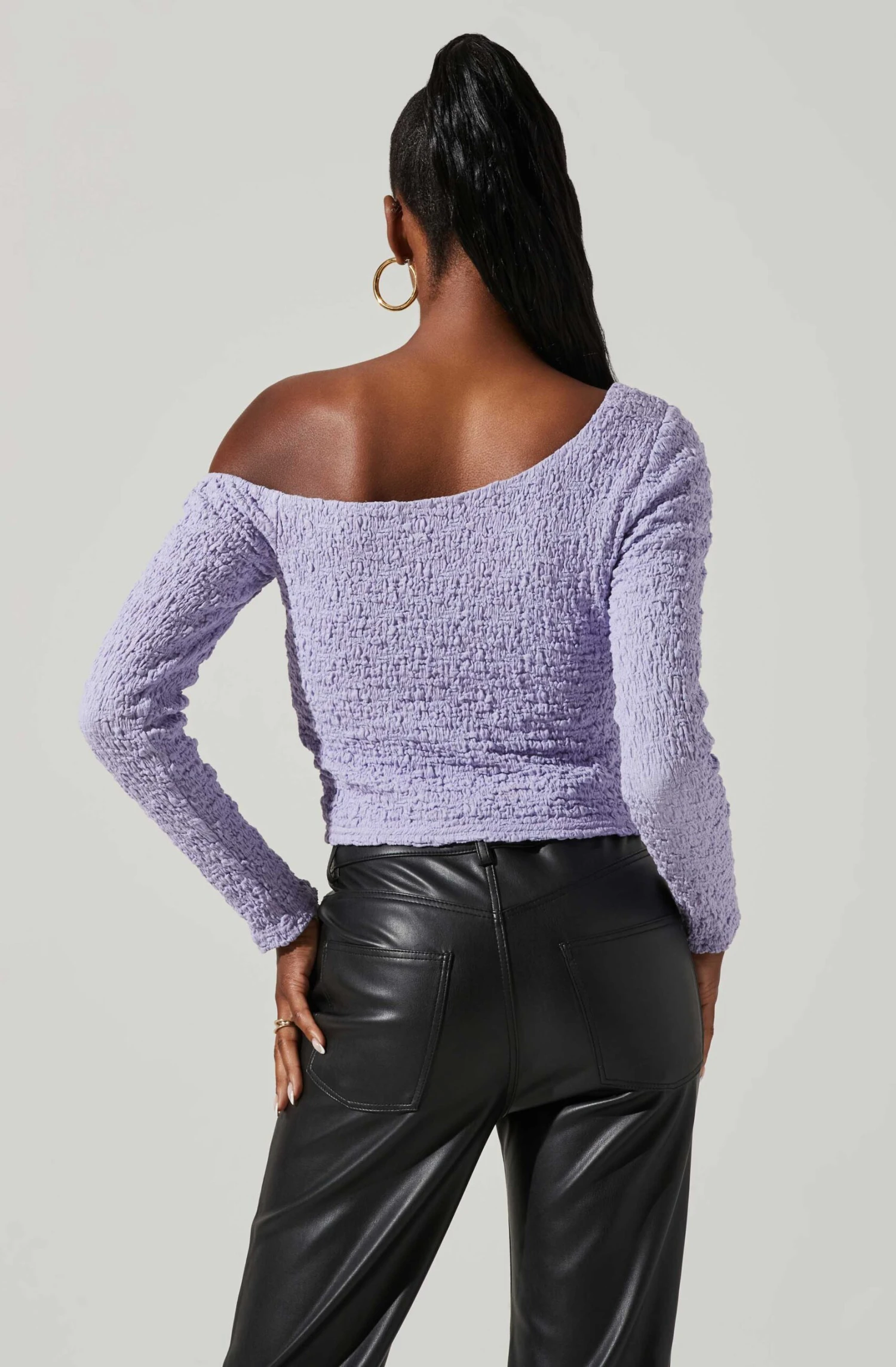 Finley Crinkled Off Shoulder Long Sleeve Crop Top 10 Finley Crinkled Off Shoulder Long Sleeve Crop Top - Image 8