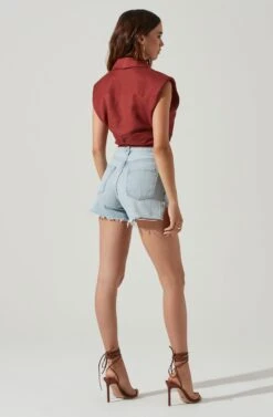 Kathlynn Front Twist Collared Top 23 Kathlynn Front Twist Collared Top -Dress Sales Store ACT17783 CHOCOLATE 4