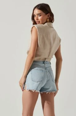 Kathlynn Front Twist Collared Top 29 Kathlynn Front Twist Collared Top -Dress Sales Store ACT17783 KHAKI 3