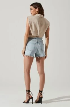 Kathlynn Front Twist Collared Top 28 Kathlynn Front Twist Collared Top -Dress Sales Store ACT17783 KHAKI 4