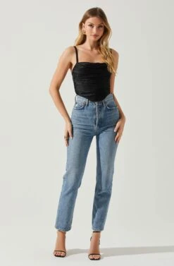 Janet Ruched Bustier Top 17 Janet Ruched Bustier Top -Dress Sales Store ACT17810 BLACK 2