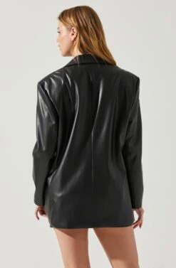 Ezra Faux Leather Oversized Blazer 13 Ezra Faux Leather Oversized Blazer -Dress Sales Store ACT17828 BLACK 6
