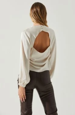 Veronica Satin Cutout Top 19 Veronica Satin Cutout Top -Dress Sales Store ACT17833S CHAMPAGNE 5