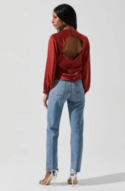 Veronica Satin Cutout Top 24 Veronica Satin Cutout Top -Dress Sales Store ACT17833S RUST 6