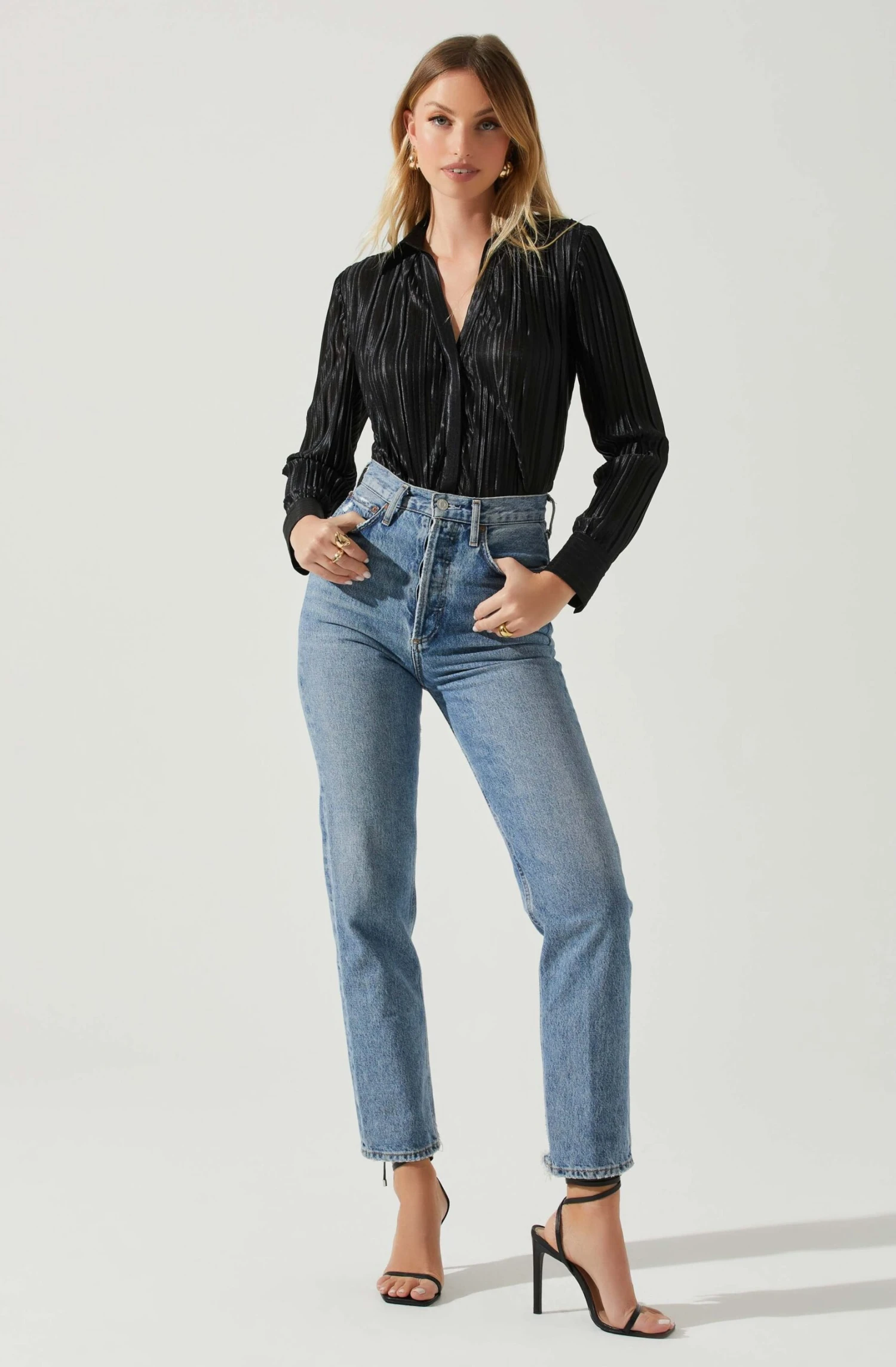 Laurel Satin Pleated Long Sleeve Top 6 Laurel Satin Pleated Long Sleeve Top - Image 4