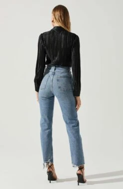 Laurel Satin Pleated Long Sleeve Top 24 Laurel Satin Pleated Long Sleeve Top -Dress Sales Store ACT17840P BLACK 6