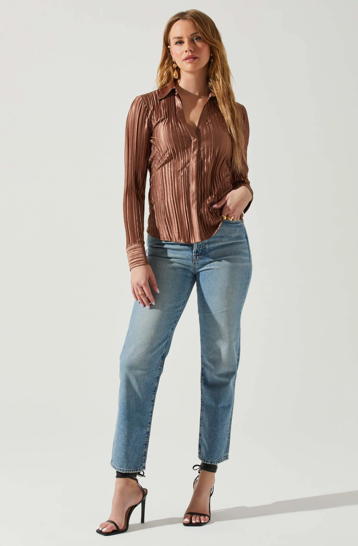 Laurel Satin Pleated Long Sleeve Top 11 Laurel Satin Pleated Long Sleeve Top - Image 9