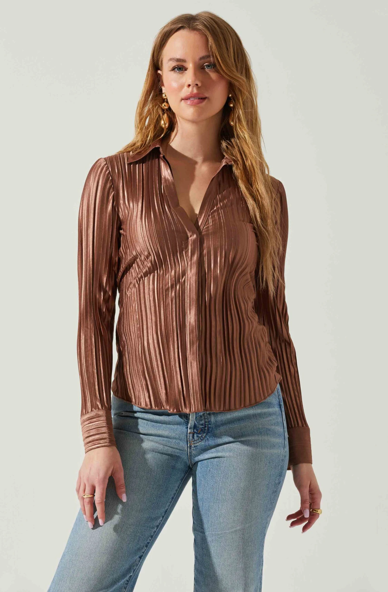 Laurel Satin Pleated Long Sleeve Top 10 Laurel Satin Pleated Long Sleeve Top - Image 8