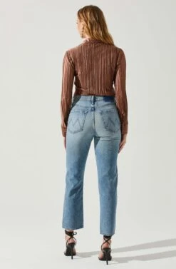 Laurel Satin Pleated Long Sleeve Top 30 Laurel Satin Pleated Long Sleeve Top -Dress Sales Store ACT17840P BROWN 5