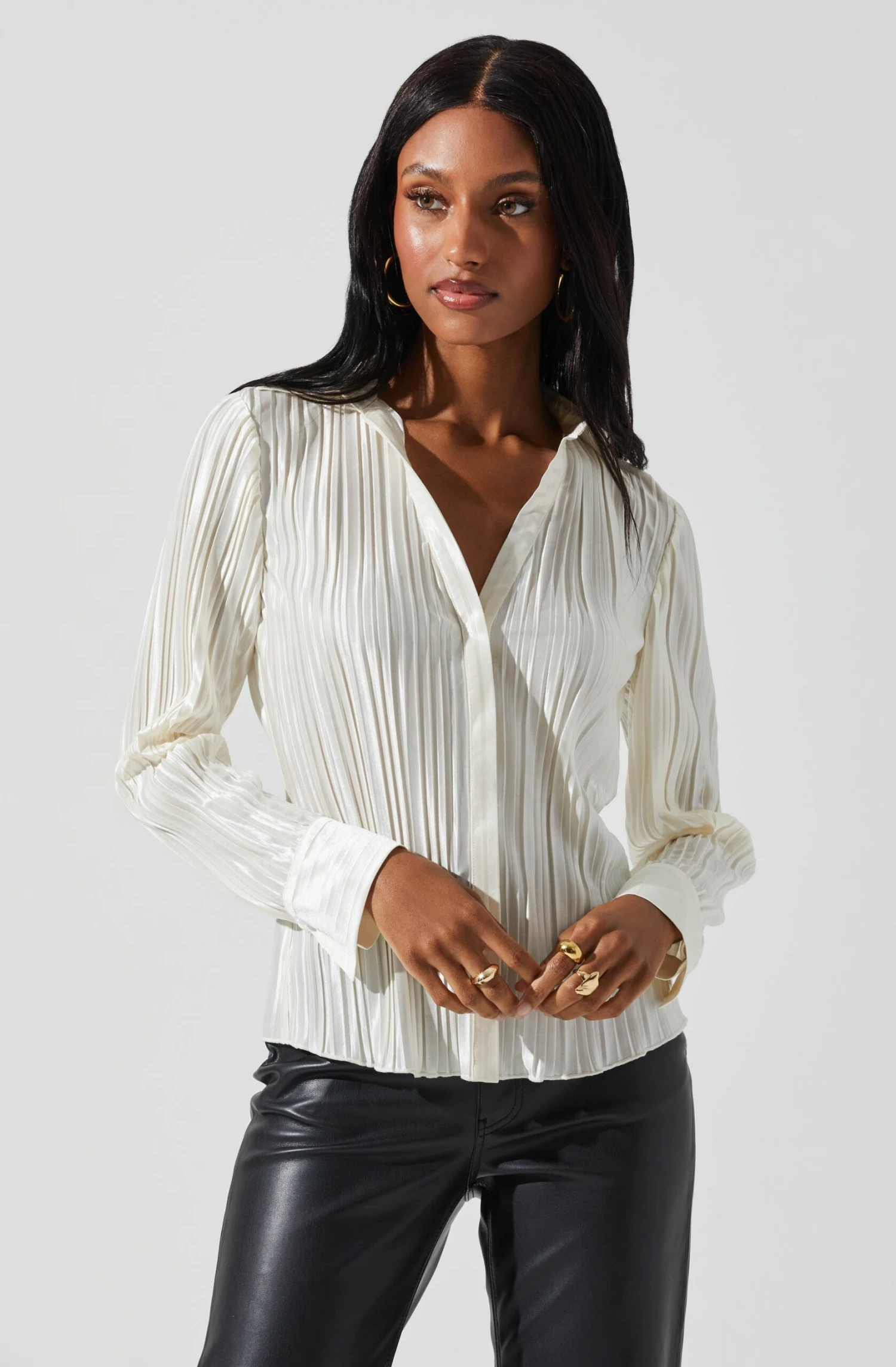 Laurel Satin Pleated Long Sleeve Top 16 Laurel Satin Pleated Long Sleeve Top - Image 14