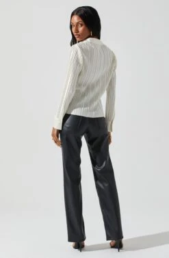 Laurel Satin Pleated Long Sleeve Top 36 Laurel Satin Pleated Long Sleeve Top -Dress Sales Store ACT17840P CREAM 5