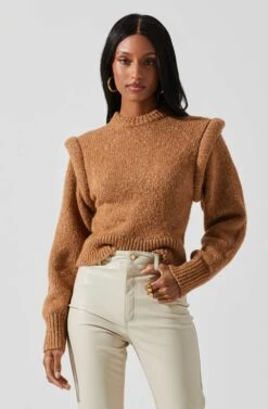Luciana Shoulder Detail Sweater 16 Luciana Shoulder Detail Sweater -Dress Sales Store ACT17841 CAMEL 4