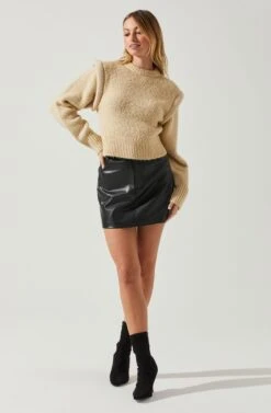 Luciana Shoulder Detail Sweater 23 Luciana Shoulder Detail Sweater -Dress Sales Store ACT17841 TAUPE 2