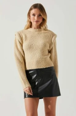 Luciana Shoulder Detail Sweater 20 Luciana Shoulder Detail Sweater -Dress Sales Store ACT17841 TAUPE 4
