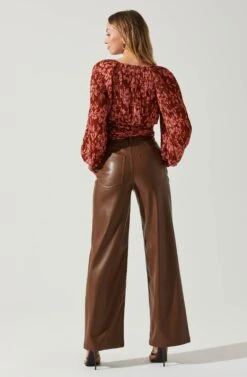 Pernilla Pleated Floral Puff Sleeve Top 23 Pernilla Pleated Floral Puff Sleeve Top -Dress Sales Store ACT17858C RUSTFLORAL 6