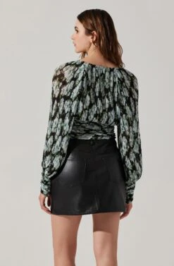 Pernilla Pleated Floral Puff Sleeve Top 18 Pernilla Pleated Floral Puff Sleeve Top -Dress Sales Store ACT17858 BLACKFLORAL 6