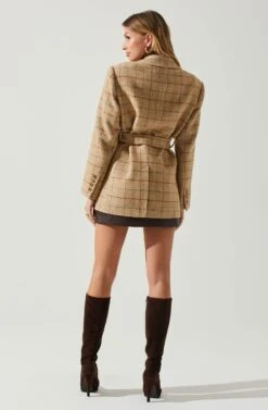 Lottie Plaid Belted Blazer 12 Lottie Plaid Belted Blazer -Dress Sales Store ACT17861 TAUPEPLAID 6