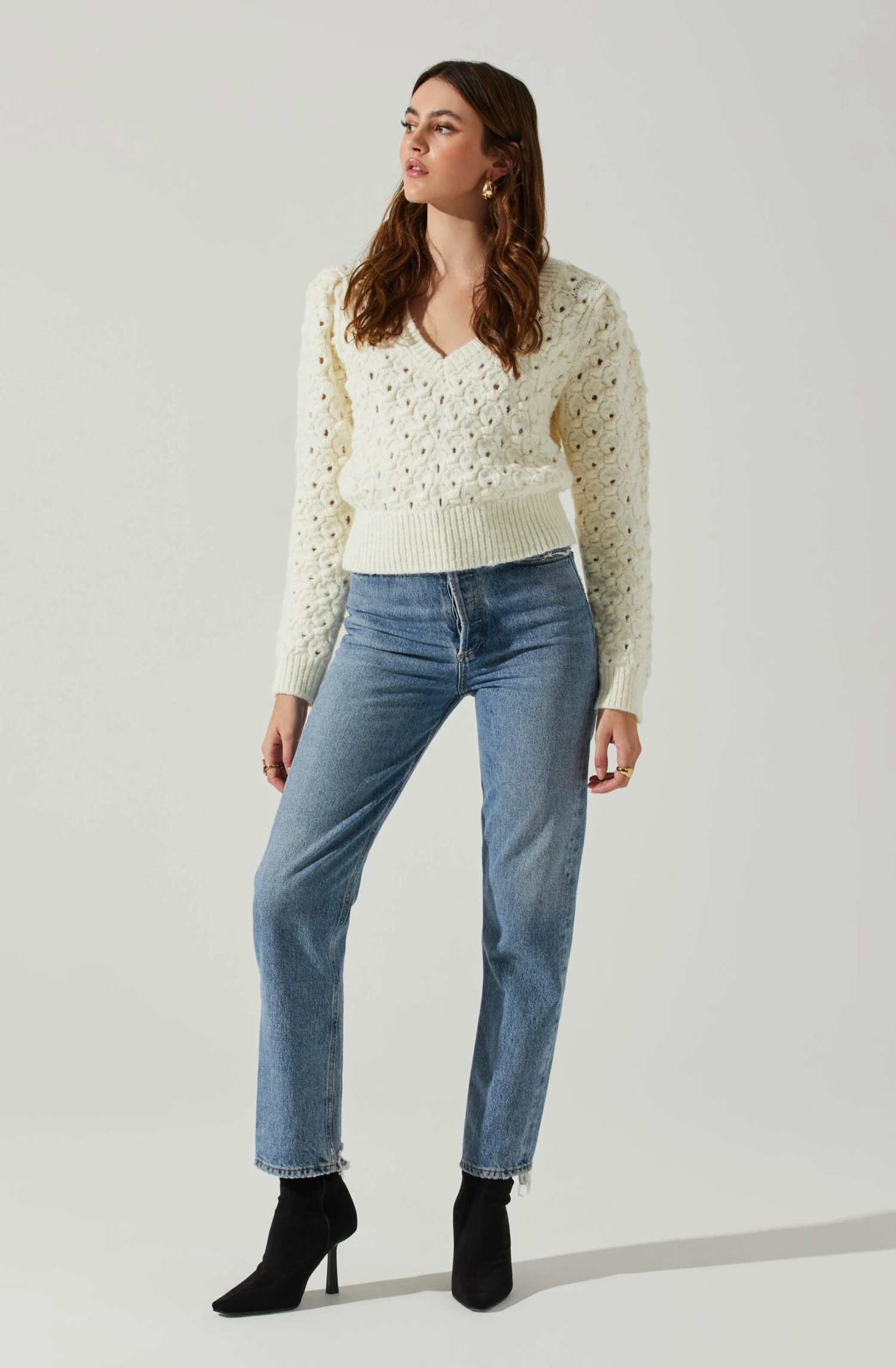 Bianca V Neck Pointelle Sweater 6 Bianca V Neck Pointelle Sweater - Image 4
