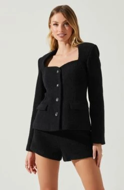 Rivka Fitted Sweetheart Blazer 10 Rivka Fitted Sweetheart Blazer -Dress Sales Store ACT17872 BLACK 4