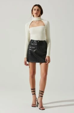 Izabella Turtleneck Cutout Sweater 17 Izabella Turtleneck Cutout Sweater -Dress Sales Store ACT17888 WHITE 1