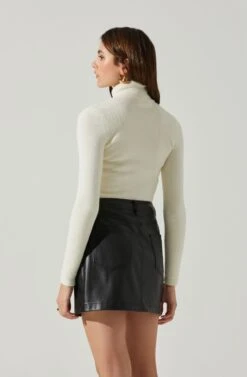 Izabella Turtleneck Cutout Sweater 19 Izabella Turtleneck Cutout Sweater -Dress Sales Store ACT17888 WHITE 5
