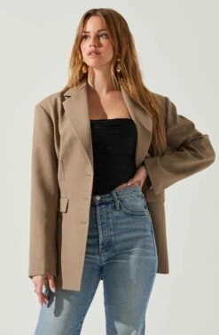 Galilea Oversized Blazer -Dress Sales Store ACT17892 BROWN 2