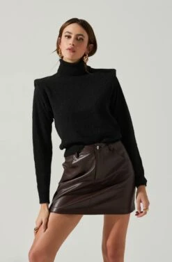 Daleyza Padded Shoulder Turtleneck Sweater 16 Daleyza Padded Shoulder Turtleneck Sweater -Dress Sales Store ACT17899 BLACK 3
