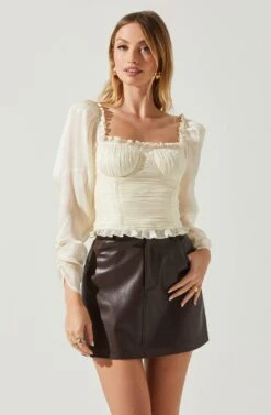 Junie Ruffle Square Neck Long Sleeve Top