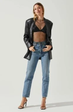 Julane Rhinestone Mesh Top -Dress Sales Store ACT17938 BLACKSILVER 1