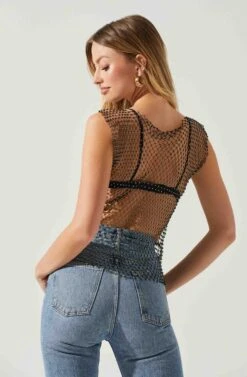 Julane Rhinestone Mesh Top -Dress Sales Store ACT17938 BLACKSILVER 5