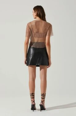 Mckay Rhinestone Mesh Short Sleeve Top 24 Mckay Rhinestone Mesh Short Sleeve Top -Dress Sales Store ACT18042 TAUPE 6