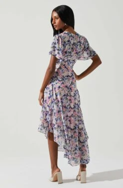 Flutter Sleeve Asymmetrical Floral Maxi Dress 27 Flutter Sleeve Asymmetrical Floral Maxi Dress -Dress Sales Store ADR100436 PINKBLUEFLORAL 5