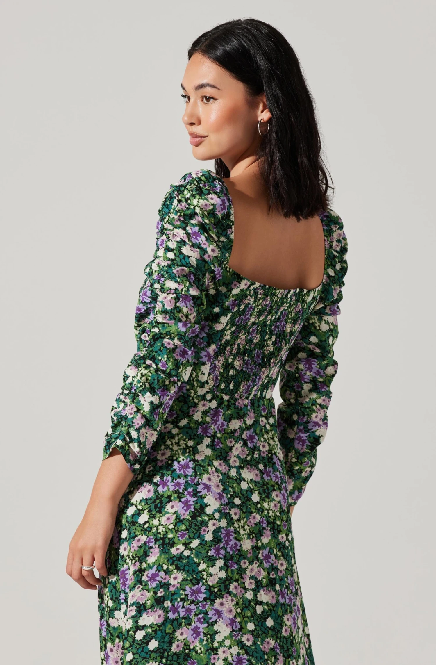 Floral Long Sleeve Twist Keyhole Front Midi Dress 7 Floral Long Sleeve Twist Keyhole Front Midi Dress - Image 5