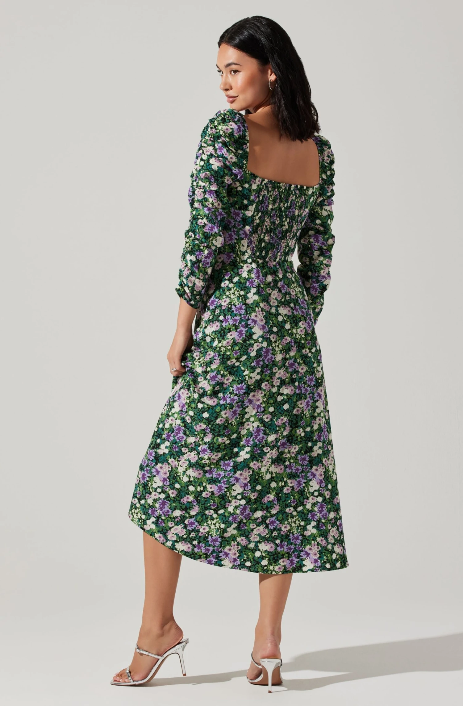 Floral Long Sleeve Twist Keyhole Front Midi Dress 8 Floral Long Sleeve Twist Keyhole Front Midi Dress - Image 6