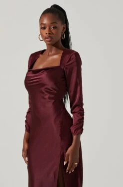 Gracie Long Sleeve Cutout Satin Midi Dress 28 Gracie Long Sleeve Cutout Satin Midi Dress -Dress Sales Store ADR101065 DEEPWINE 2