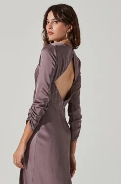 Gracie Long Sleeve Cutout Satin Midi Dress 34 Gracie Long Sleeve Cutout Satin Midi Dress -Dress Sales Store ADR101065 DUSTYMAUVE 0100