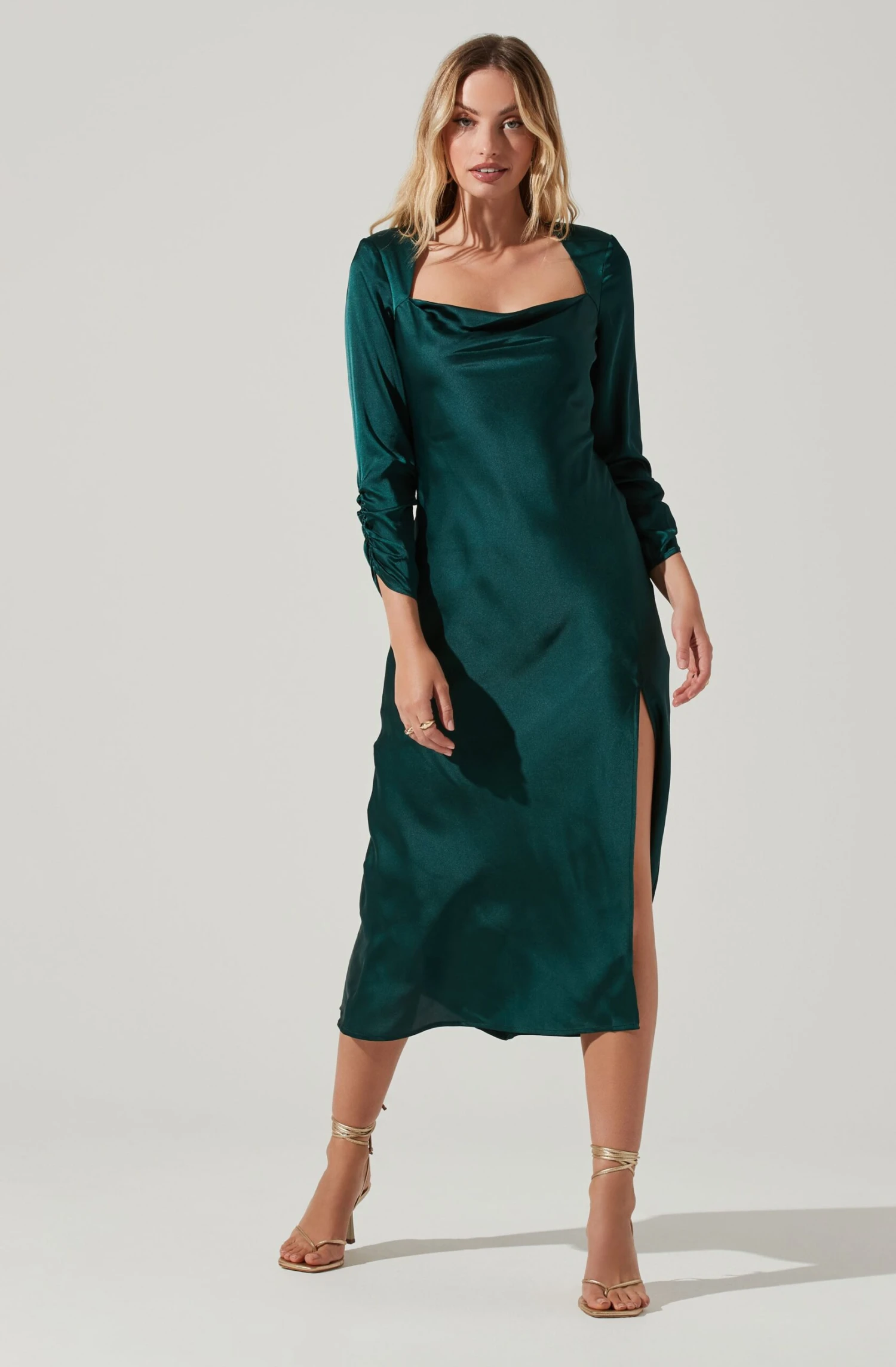 Gracie Long Sleeve Cutout Satin Midi Dress 5 Gracie Long Sleeve Cutout Satin Midi Dress - Image 3