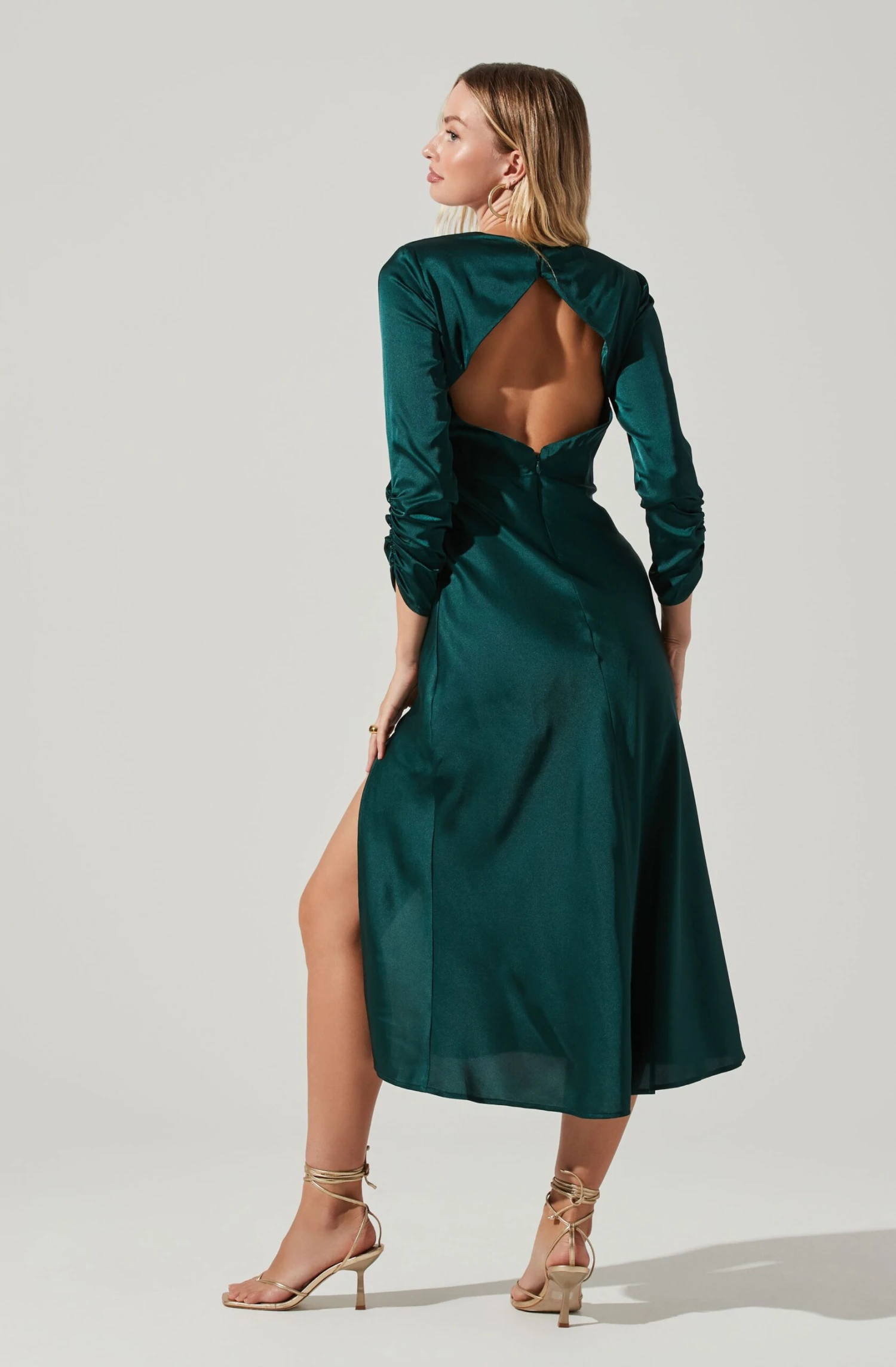 Gracie Long Sleeve Cutout Satin Midi Dress 7 Gracie Long Sleeve Cutout Satin Midi Dress - Image 5