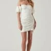 Off Shoulder Ruched Mini Dress 2 Off Shoulder Ruched Mini Dress -Dress Sales Store ADR101351J WHITE 1